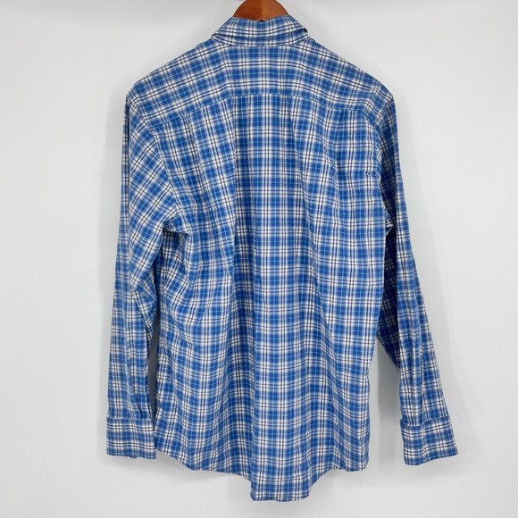 Southern Shirt Mens Large Plaid Button Down Shirt Long Sleeve Blue White Cotton - Picture 3 of 10